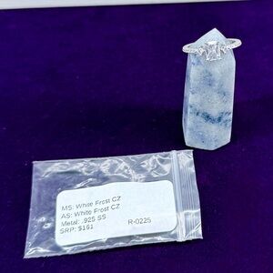 New Ryze Party Core Line Collection White Frost .925 Sterling Silver Ring Size